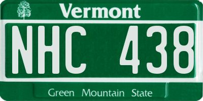VT license plate NHC438
