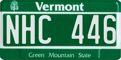 VT license plate NHC446