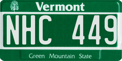 VT license plate NHC449