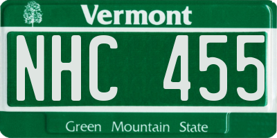 VT license plate NHC455