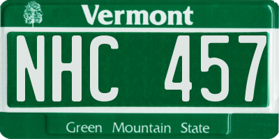 VT license plate NHC457