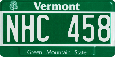 VT license plate NHC458