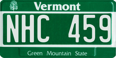 VT license plate NHC459