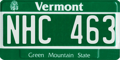 VT license plate NHC463