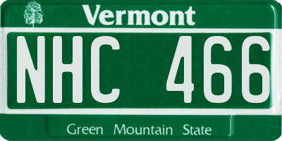 VT license plate NHC466