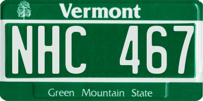 VT license plate NHC467