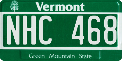 VT license plate NHC468