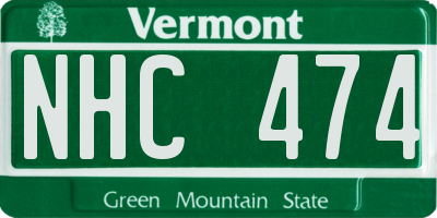 VT license plate NHC474