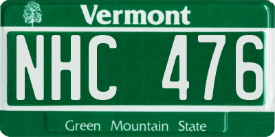 VT license plate NHC476