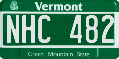 VT license plate NHC482