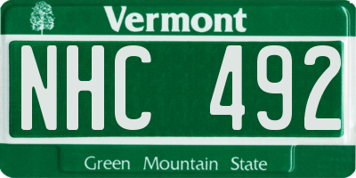 VT license plate NHC492