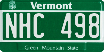 VT license plate NHC498