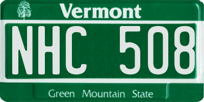 VT license plate NHC508