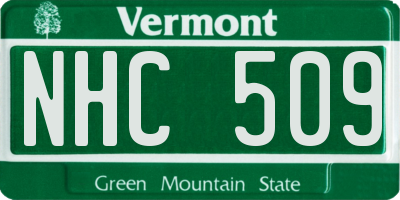 VT license plate NHC509