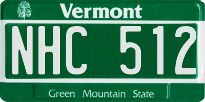 VT license plate NHC512