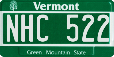 VT license plate NHC522