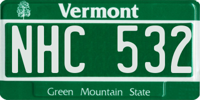 VT license plate NHC532
