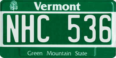 VT license plate NHC536