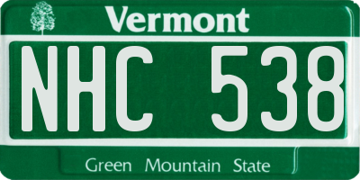 VT license plate NHC538