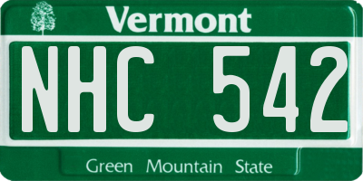 VT license plate NHC542