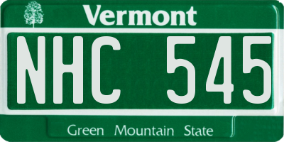 VT license plate NHC545