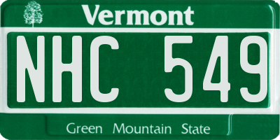 VT license plate NHC549