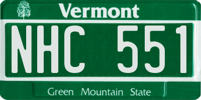 VT license plate NHC551