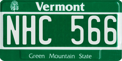 VT license plate NHC566