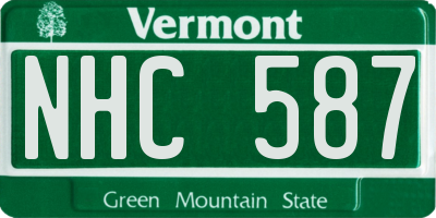 VT license plate NHC587