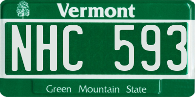 VT license plate NHC593