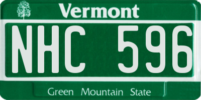 VT license plate NHC596