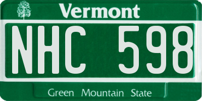 VT license plate NHC598