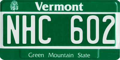 VT license plate NHC602