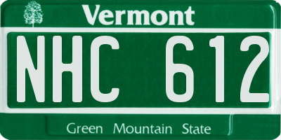 VT license plate NHC612