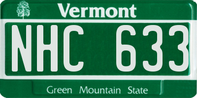 VT license plate NHC633