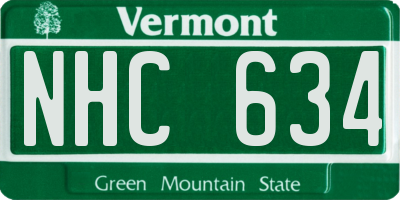 VT license plate NHC634