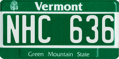 VT license plate NHC636