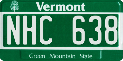 VT license plate NHC638