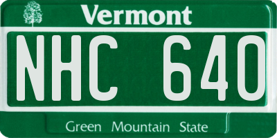 VT license plate NHC640