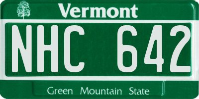 VT license plate NHC642