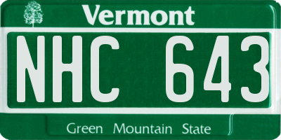 VT license plate NHC643