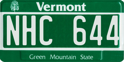 VT license plate NHC644
