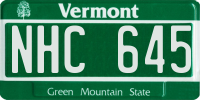 VT license plate NHC645