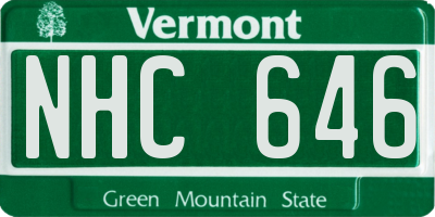 VT license plate NHC646