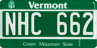 VT license plate NHC662