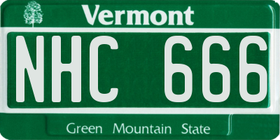 VT license plate NHC666