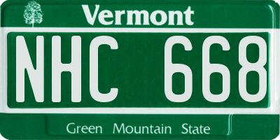 VT license plate NHC668