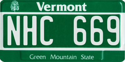 VT license plate NHC669