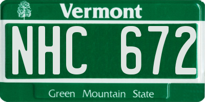 VT license plate NHC672