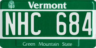 VT license plate NHC684